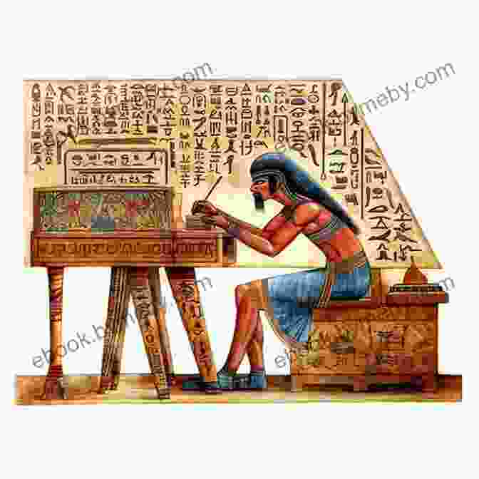 A Scribe Diligently Etching Hieroglyphs On Papyrus Scrolls Death Of A Pharaoh Write Blocked