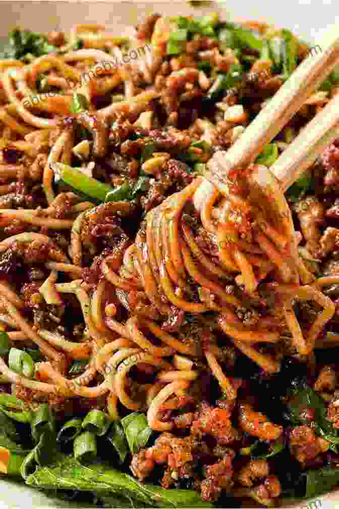 A Tantalizing Bowl Of Sichuan Dan Dan Noodles, Adorned With Aromatic Spices And Fresh Scallions Best Wok Recipes From Mama Li S Kitchen: Healthy Quick And Easy One Pot Meals For Busy Families (Mama Li S Chinese Food Cookbooks)