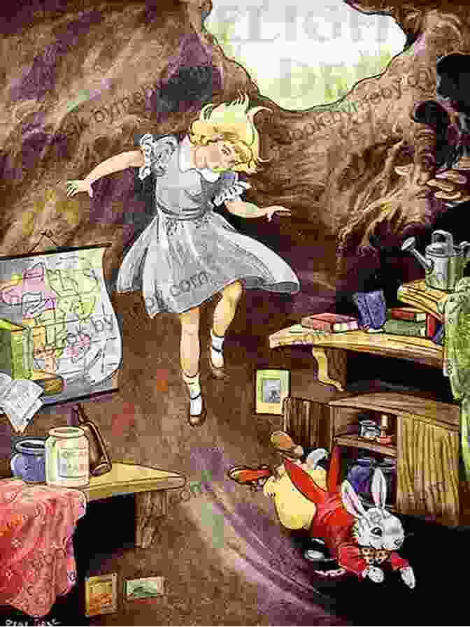 An Enchanting Illustration Of Alice Falling Down The Rabbit Hole In Legends Of Gods And Ghosts: New Illustrated With Classic Illustrations