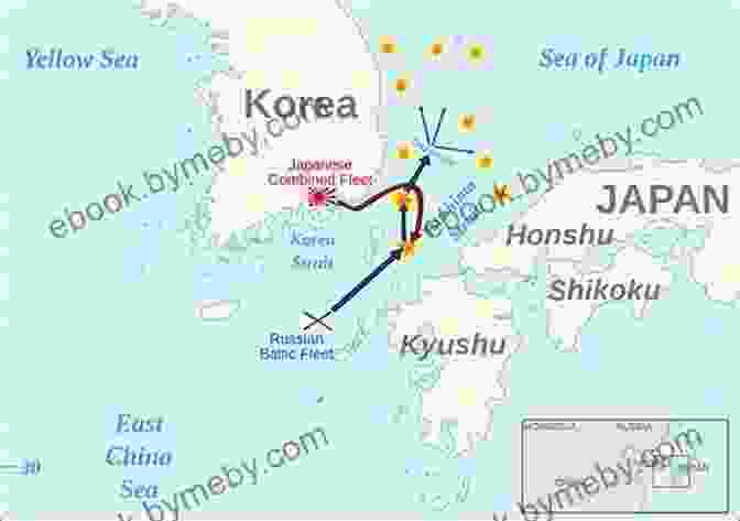 Map Of Tsushima Strait, Depicting The Positions Of The Japanese And Russian Fleets During The Battle. The Tsar S Last Armada: The Epic Journey To The Battle Of Tsushima