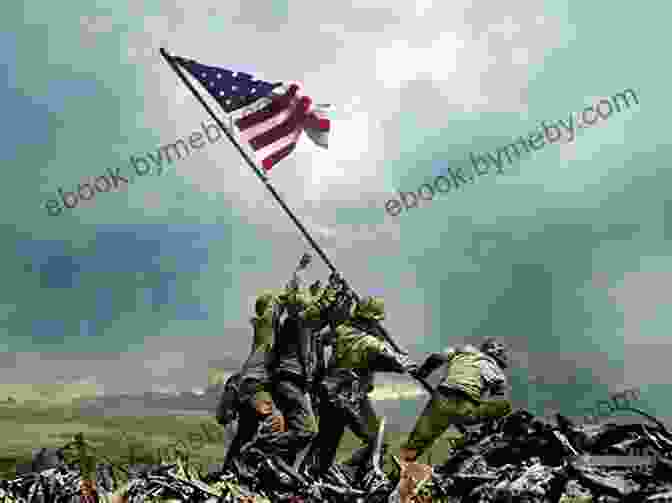 U.S. Marines Raising The American Flag On Mount Suribachi During The Battle Of Iwo Jima World War 2 Japan: (Pearl Harbour Pacific Theater Iwo Jima Battle For The Solomon Islands Okinawa Nagasaki Atomic Bomb)